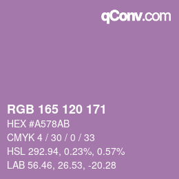 颜色代码: RGB 165 120 171 | qconv.com