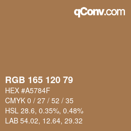カラーコード: RGB 165 120 79 | qconv.com