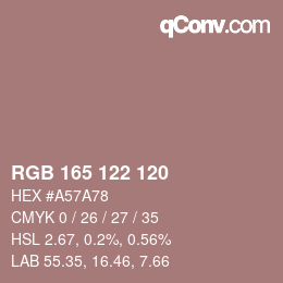 Farbcode: RGB 165 122 120 | qconv.com