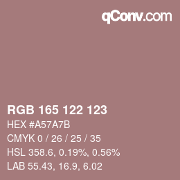 颜色代码: RGB 165 122 123 | qconv.com