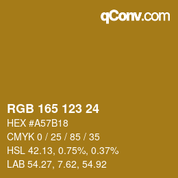 颜色代码: RGB 165 123 24 | qconv.com