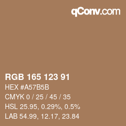 Color code: RGB 165 123 91 | qconv.com