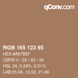 Código de color: RGB 165 123 95 | qconv.com