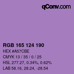 Color code: RGB 165 124 190 | qconv.com