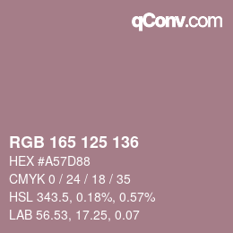Color code: RGB 165 125 136 | qconv.com