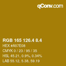カラーコード: RGB 165 126.4 8.4 | qconv.com