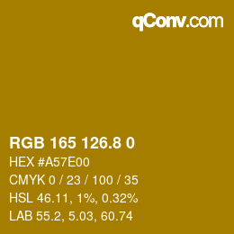 Color code: RGB 165 126.8 0 | qconv.com