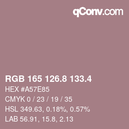 カラーコード: RGB 165 126.8 133.4 | qconv.com