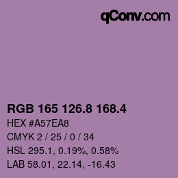 カラーコード: RGB 165 126.8 168.4 | qconv.com