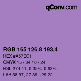 カラーコード: RGB 165 126.8 193.4 | qconv.com