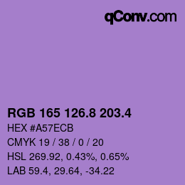 カラーコード: RGB 165 126.8 203.4 | qconv.com
