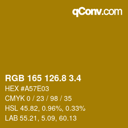 カラーコード: RGB 165 126.8 3.4 | qconv.com