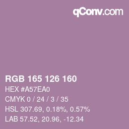 颜色代码: RGB 165 126 160 | qconv.com