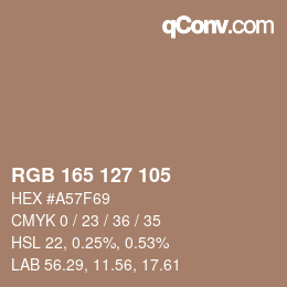 Color code: RGB 165 127 105 | qconv.com