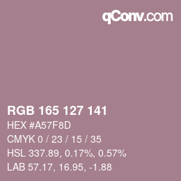 颜色代码: RGB 165 127 141 | qconv.com