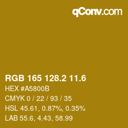 カラーコード: RGB 165 128.2 11.6 | qconv.com
