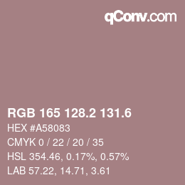 カラーコード: RGB 165 128.2 131.6 | qconv.com