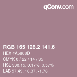 カラーコード: RGB 165 128.2 141.6 | qconv.com
