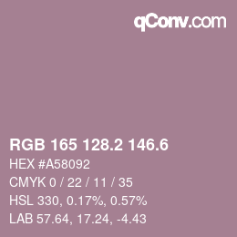 カラーコード: RGB 165 128.2 146.6 | qconv.com