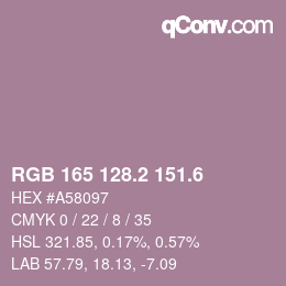 カラーコード: RGB 165 128.2 151.6 | qconv.com