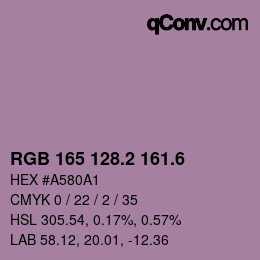 カラーコード: RGB 165 128.2 161.6 | qconv.com