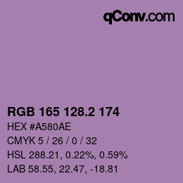 カラーコード: RGB 165 128.2 174 | qconv.com