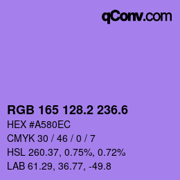 カラーコード: RGB 165 128.2 236.6 | qconv.com