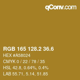 カラーコード: RGB 165 128.2 36.6 | qconv.com