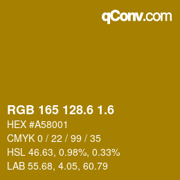 カラーコード: RGB 165 128.6 1.6 | qconv.com