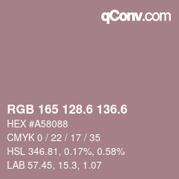 カラーコード: RGB 165 128.6 136.6 | qconv.com