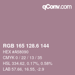 カラーコード: RGB 165 128.6 144 | qconv.com