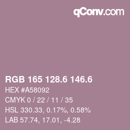 カラーコード: RGB 165 128.6 146.6 | qconv.com