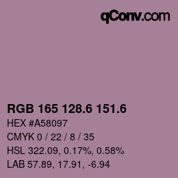 カラーコード: RGB 165 128.6 151.6 | qconv.com