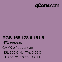 カラーコード: RGB 165 128.6 161.6 | qconv.com