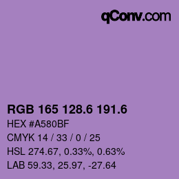 カラーコード: RGB 165 128.6 191.6 | qconv.com