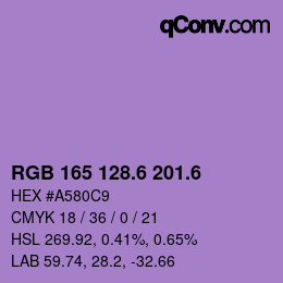 カラーコード: RGB 165 128.6 201.6 | qconv.com