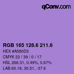 カラーコード: RGB 165 128.6 211.6 | qconv.com