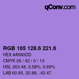 カラーコード: RGB 165 128.6 221.6 | qconv.com
