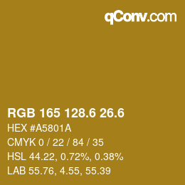 カラーコード: RGB 165 128.6 26.6 | qconv.com