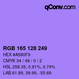 カラーコード: RGB 165 128 249 | qconv.com