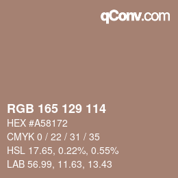 Color code: RGB 165 129 114 | qconv.com