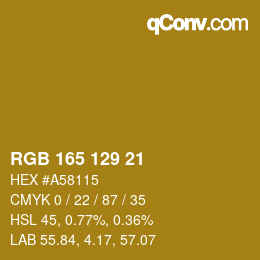 Color code: RGB 165 129 21 | qconv.com