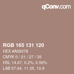 カラーコード: RGB 165 131 120 | qconv.com