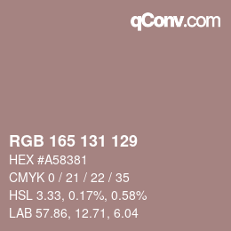 颜色代码: RGB 165 131 129 | qconv.com