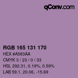 Código de color: RGB 165 131 170 | qconv.com