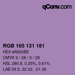 Color code: RGB 165 131 181 | qconv.com