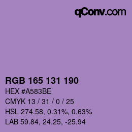 颜色代码: RGB 165 131 190 | qconv.com