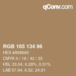 颜色代码: RGB 165 134 96 | qconv.com