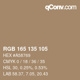 Color code: RGB 165 135 105 | qconv.com