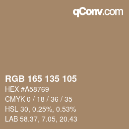 カラーコード: RGB 165 135 105 | qconv.com
